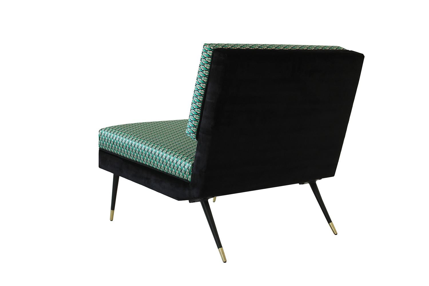 Contemporary Cocò, Geometric-Shaped Armchair with Vintage Look - Green For Sale