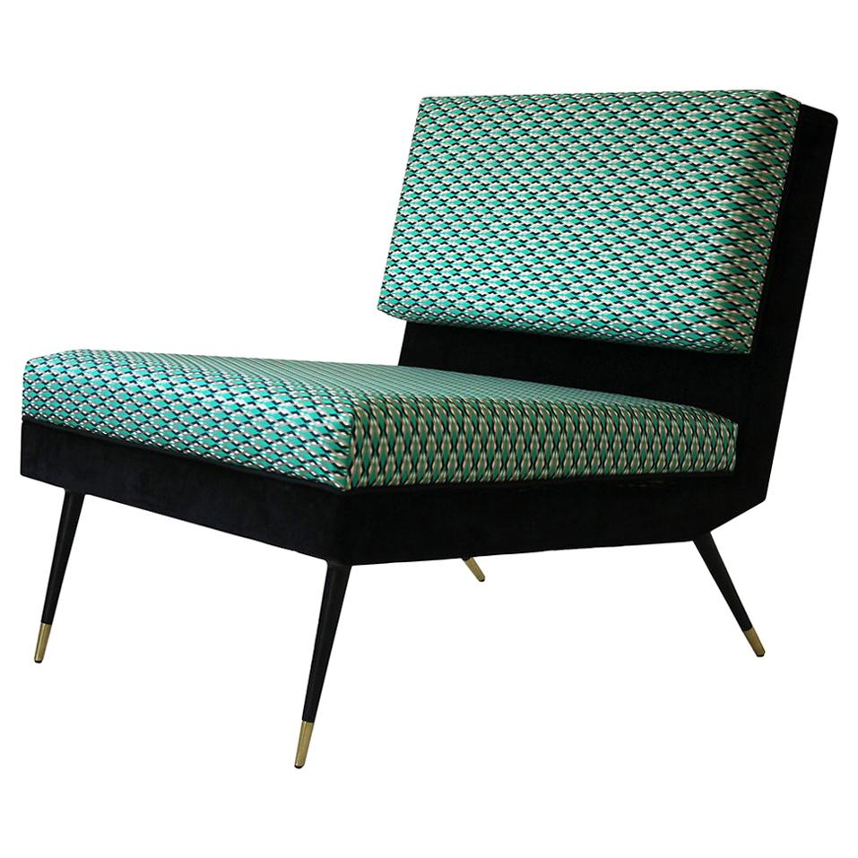 Cocò, Geometric-Shaped Armchair with Vintage Look - Green For Sale