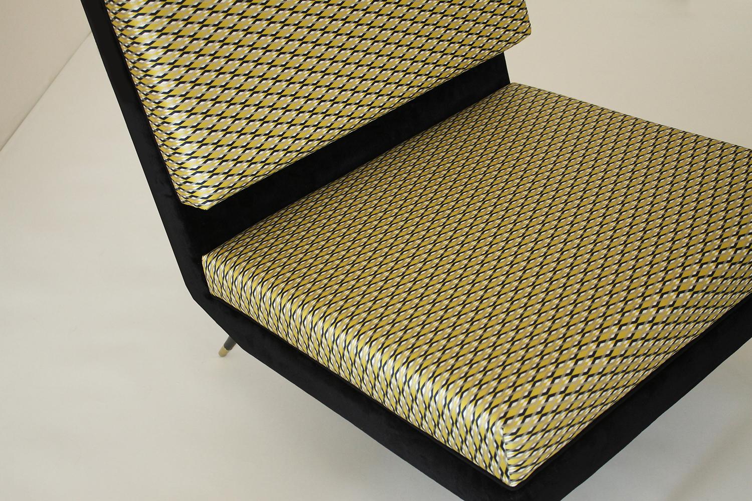 Modern Cocò, Geometric-Shaped Armchair with Vintage Look, Gold
