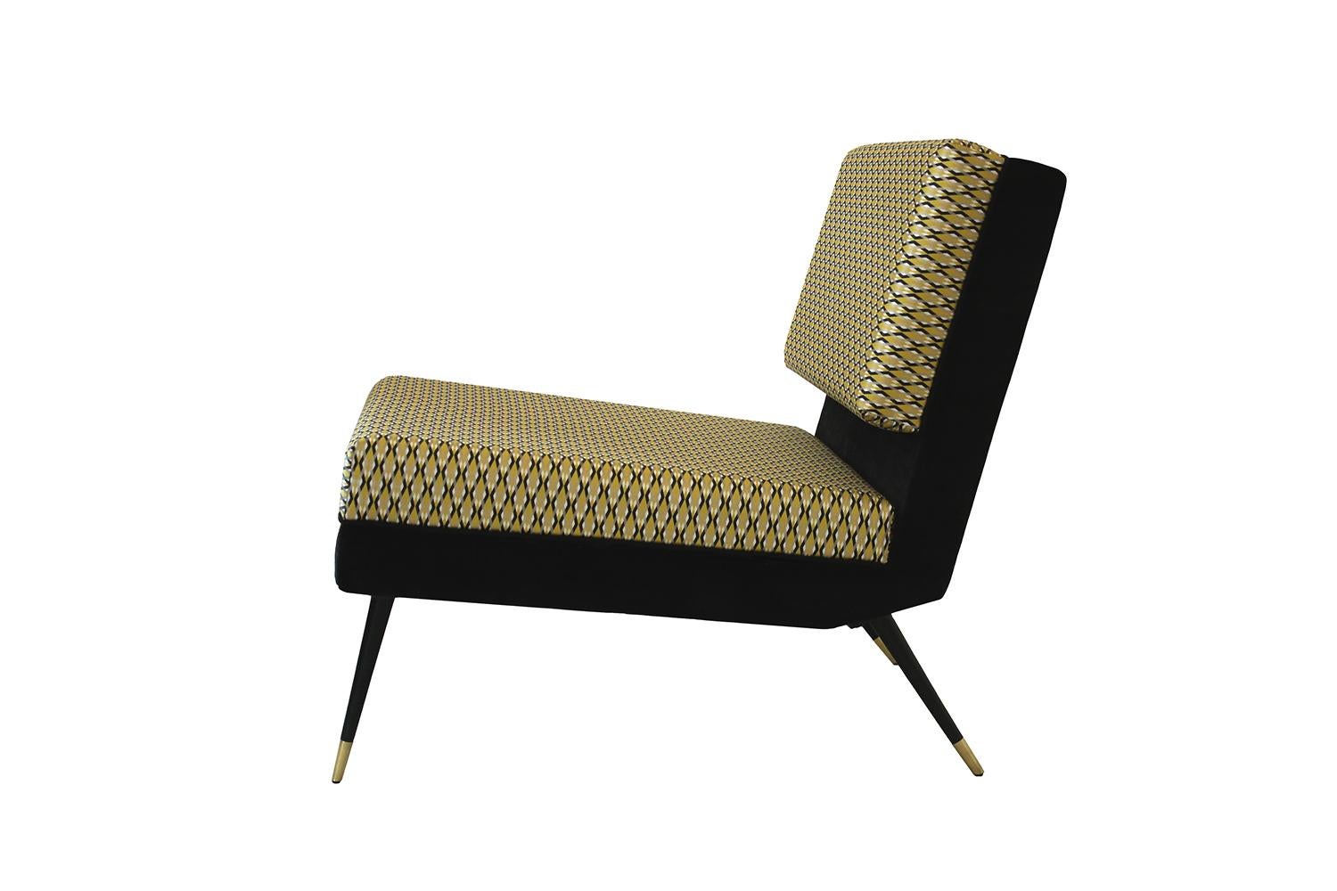 Varnished Cocò, Geometric-Shaped Armchair with Vintage Look, Gold