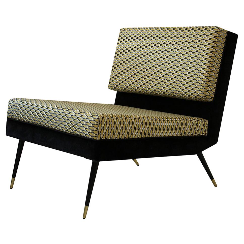 Cocò, Geometric-Shaped Armchair with Vintage Look, Gold