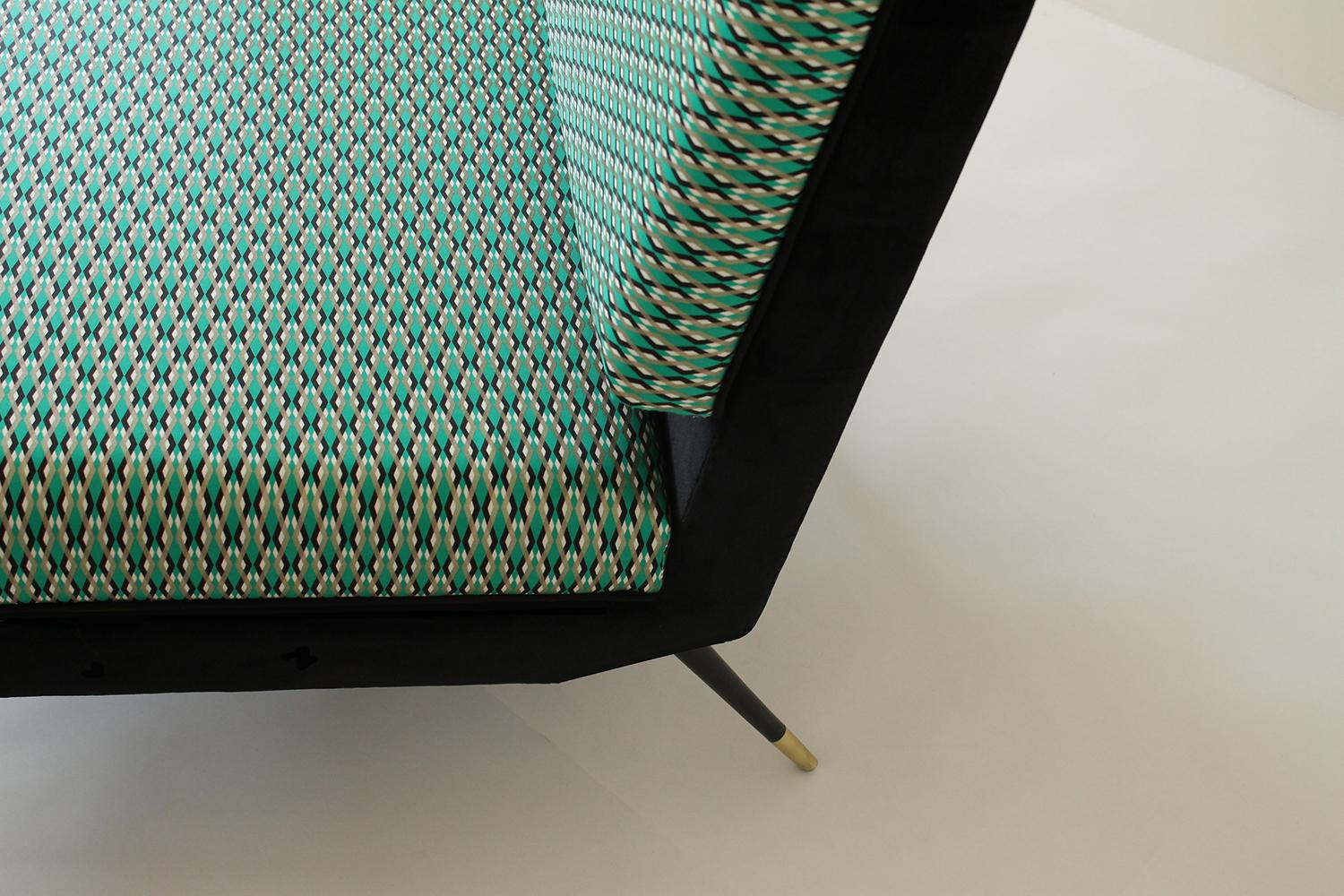 Modern Cocò, Geometric-Shaped Armchair with Vintage Look - Green For Sale