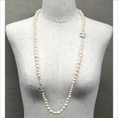 coco mark  Costume Pearl  long  metal  necklace