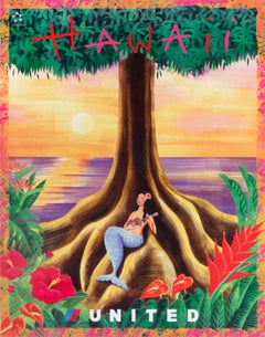 "Hawaii - United Airlines" Travel Beach Original Poster