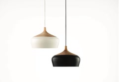 'Coco' Mini Pendant in Black Aluminum with Turned Dark Ash Top by Coco Flip