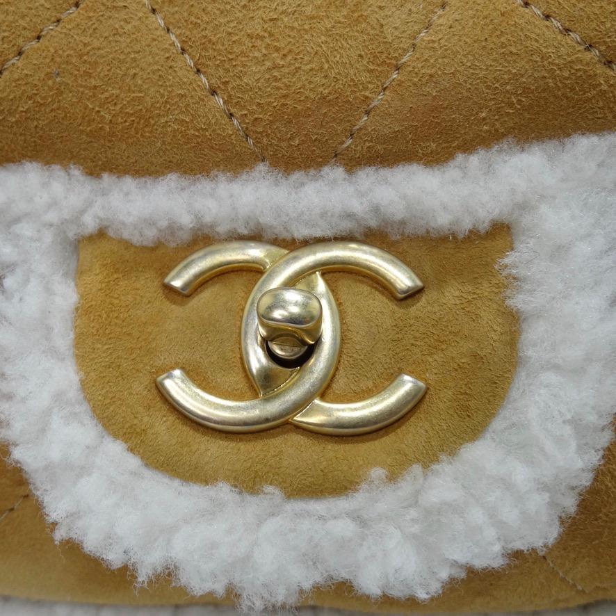 chanel coco neige flap bag quilted suede with shearling large