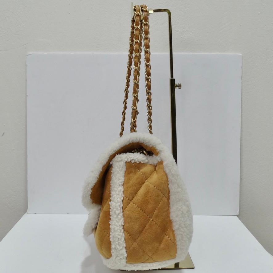 Coco Neige Flap Bag Quilted Suede with Shearling Large In New Condition In Scottsdale, AZ
