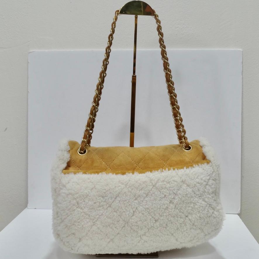 Women's or Men's Coco Neige Flap Bag Quilted Suede with Shearling Large