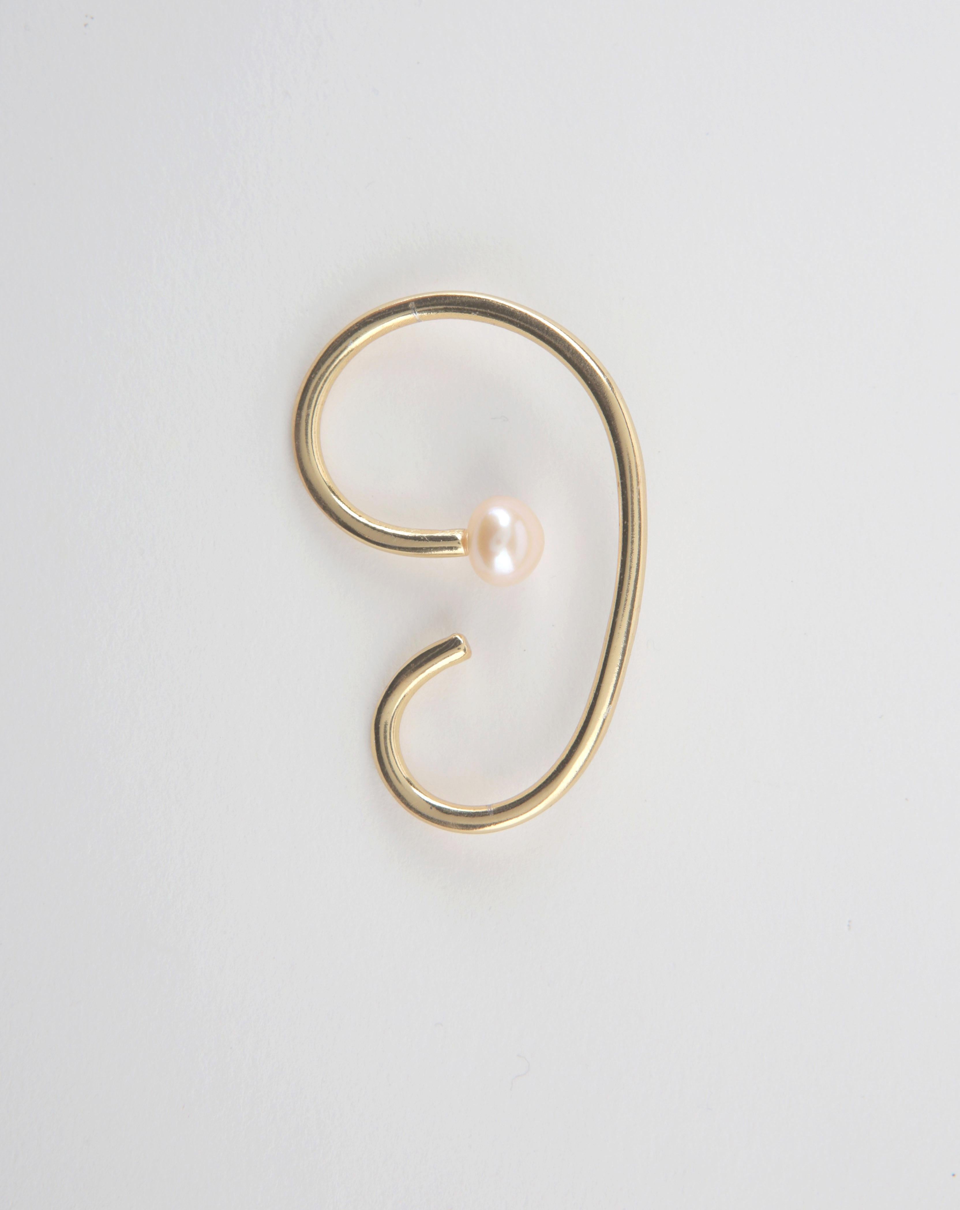 Art Nouveau Coco Pearl Gold Ear Cuff For Sale