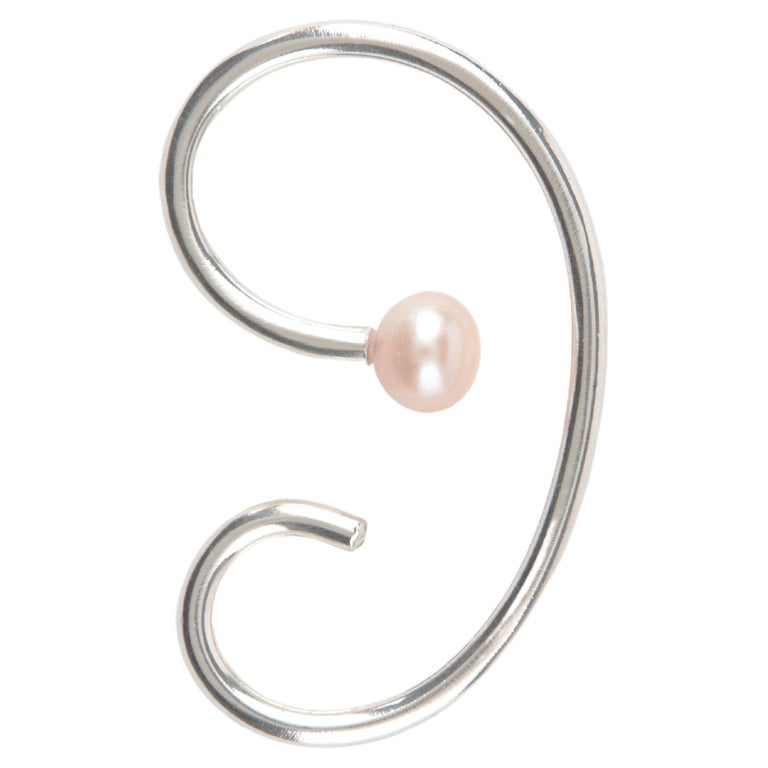 Coco Pearl Silver Ear Cuff For Sale at 1stDibs