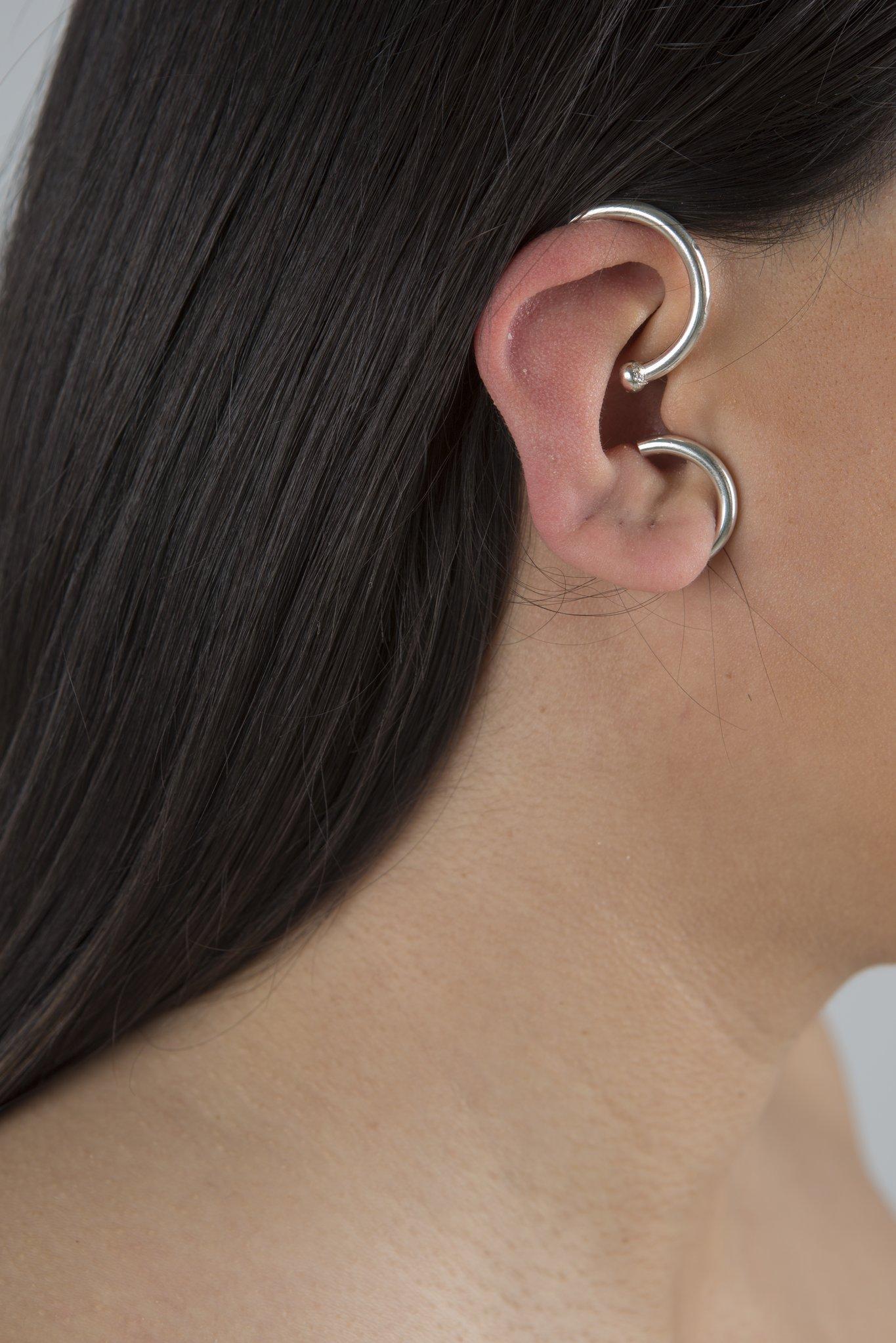 Art Nouveau Coco Silver Ear Cuff For Sale
