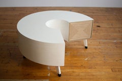 Coco Table, Round Circular Coffee Table with Hidden Drawer for storage 