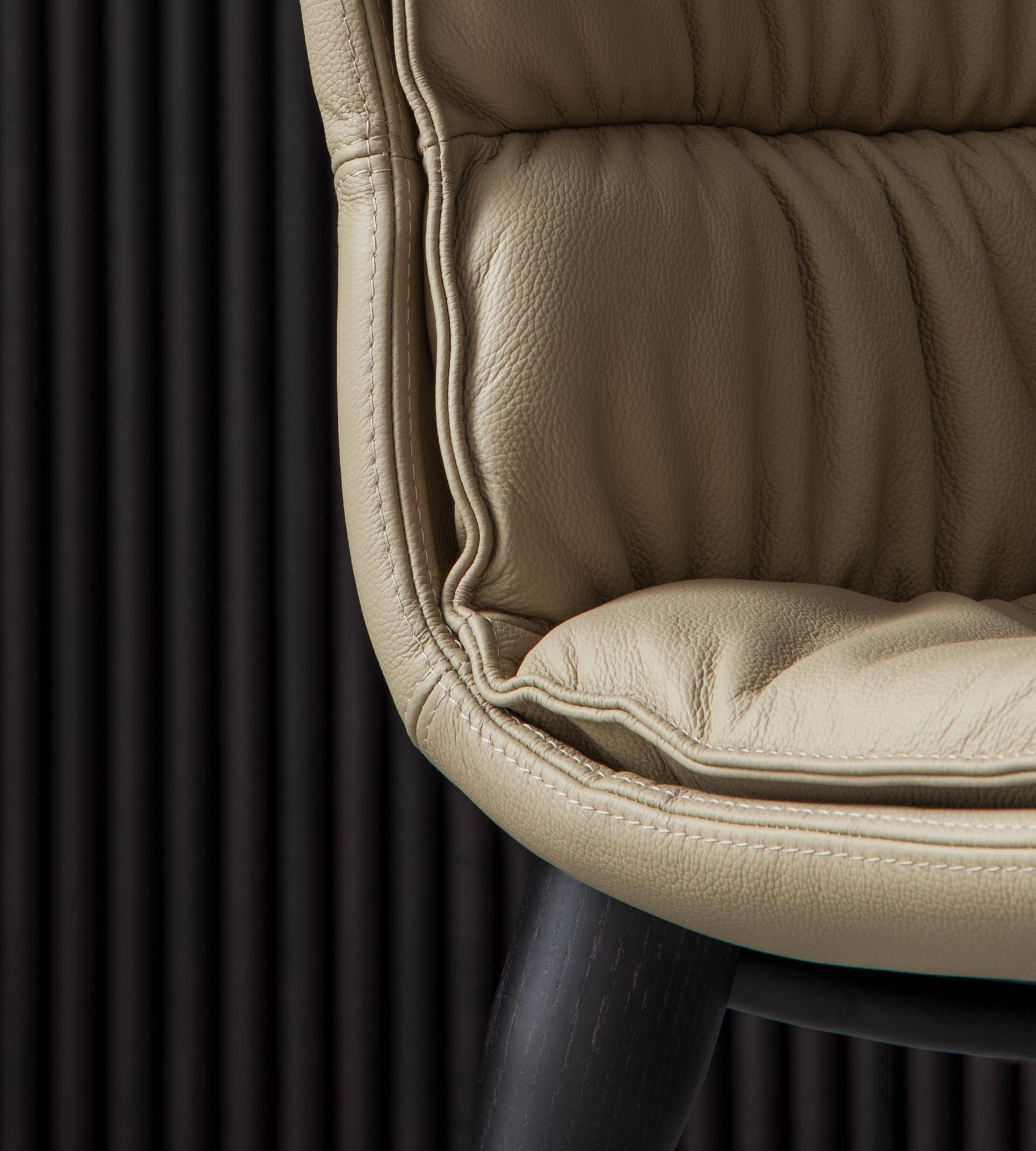 Postmoderno Sedia Coco Tortora in pelle e rovere scuro di Morica Design in vendita