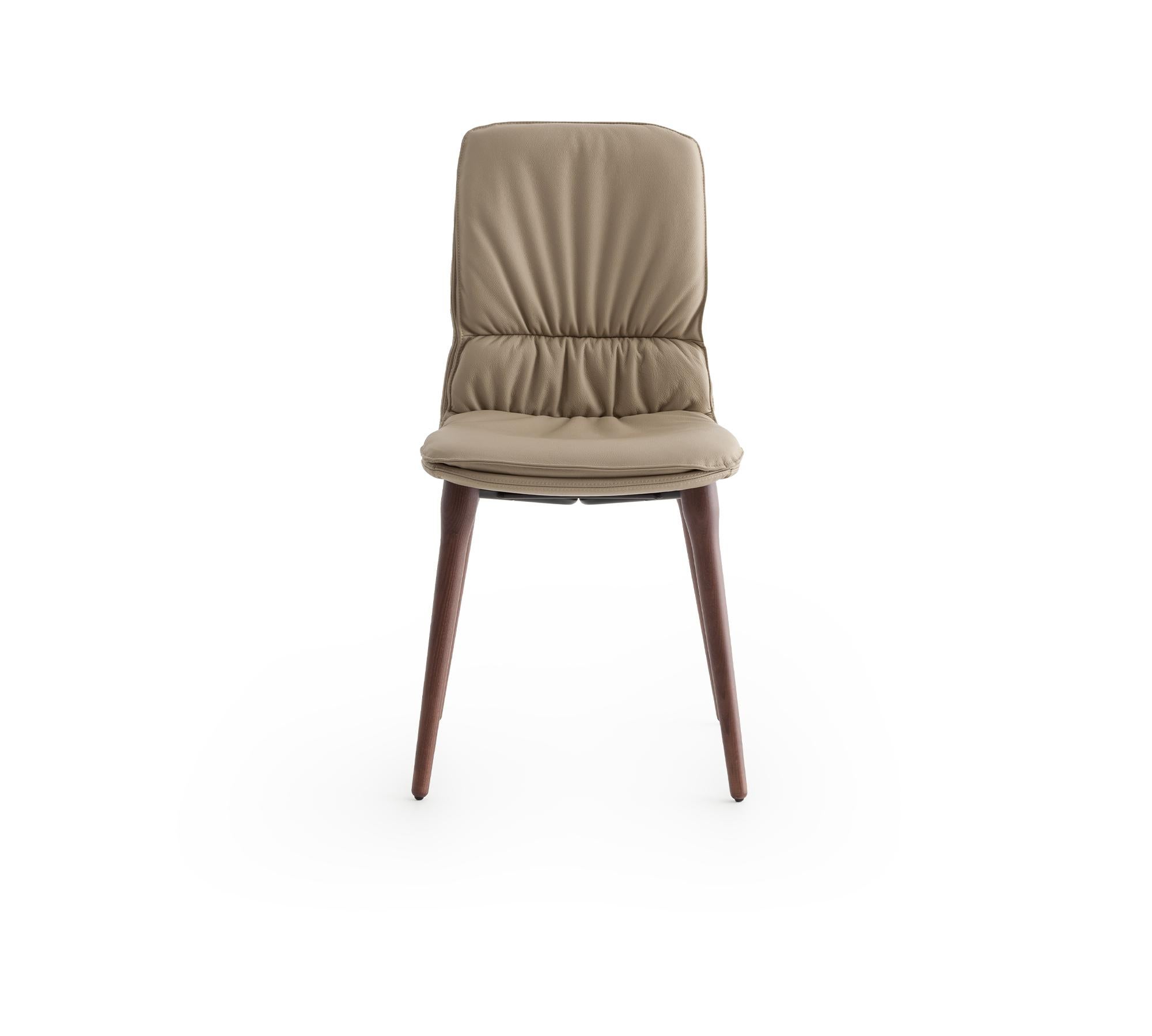 Sedia Coco Tortora in pelle e noce di Morica Design in vendita 3