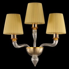 Sconce 3 bras Cristal Murano Glass Amber Details by Multiforme en stock