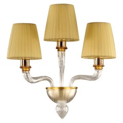 Sconce 3 arms Crystal Murano Glass Amber Details by Multiforme in stock