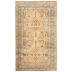 Cocoa and Light Blue Antique Persian Khorassan Rug. Size: 9' 10" x 16' 8"