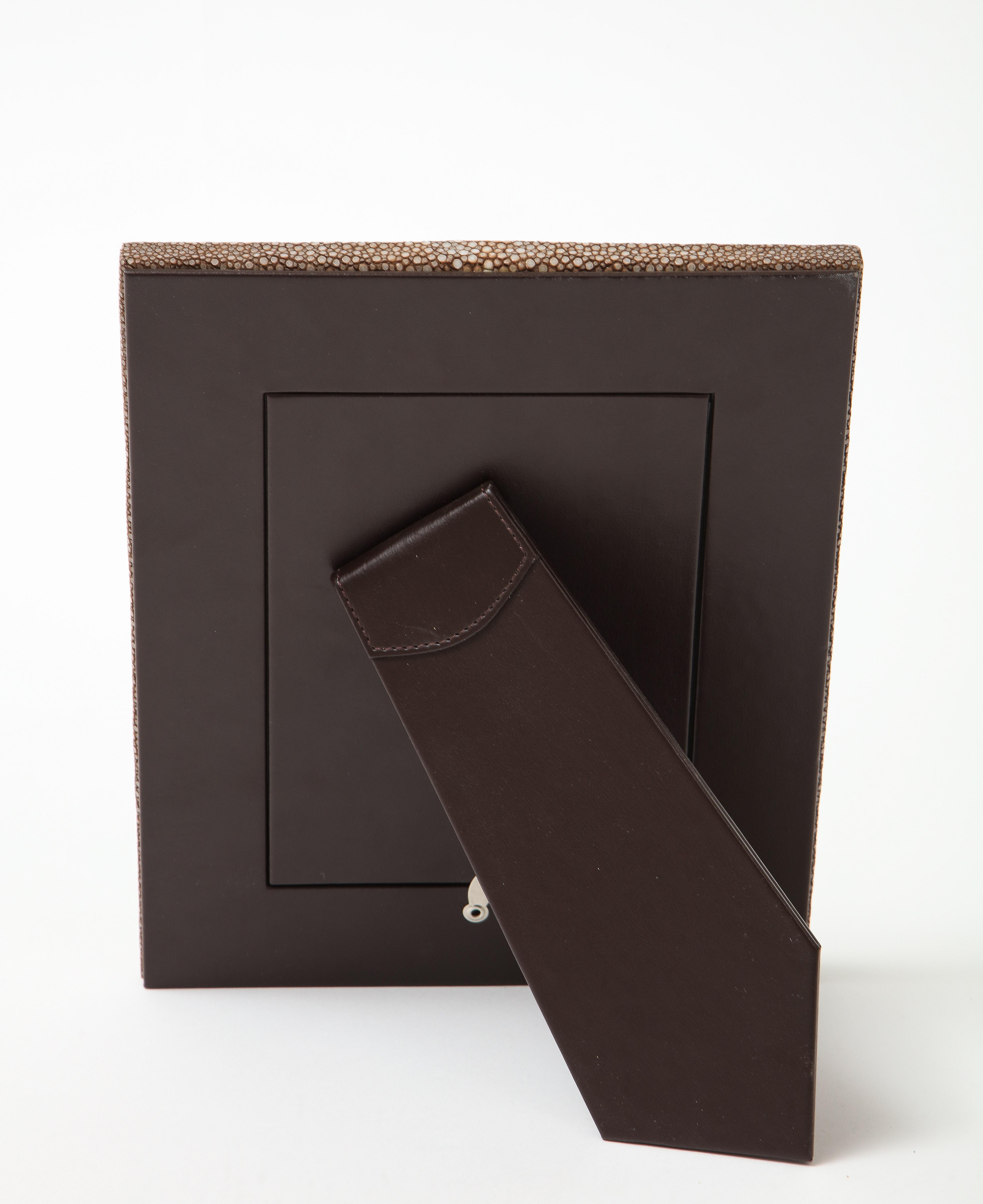 Modern Cocoa Brown Shagreen Picture Frame For Sale