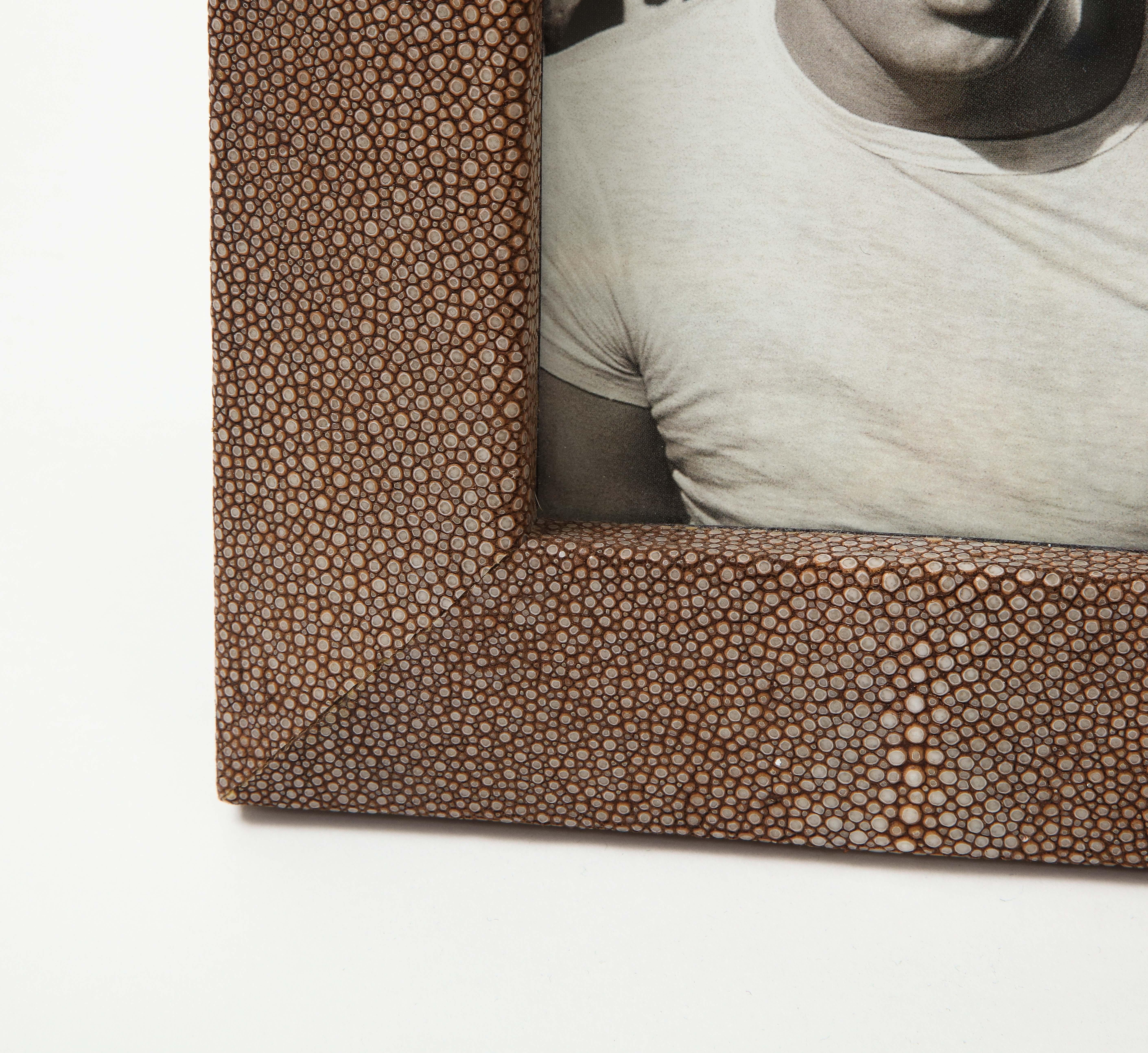 Cocoa Brown Shagreen Picture Frame In New Condition For Sale In New York, NY