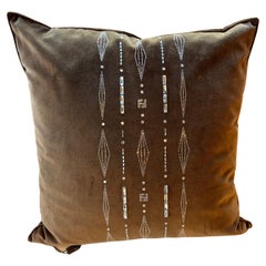 Cocoa brown silk velvet Fendi Casa pillow