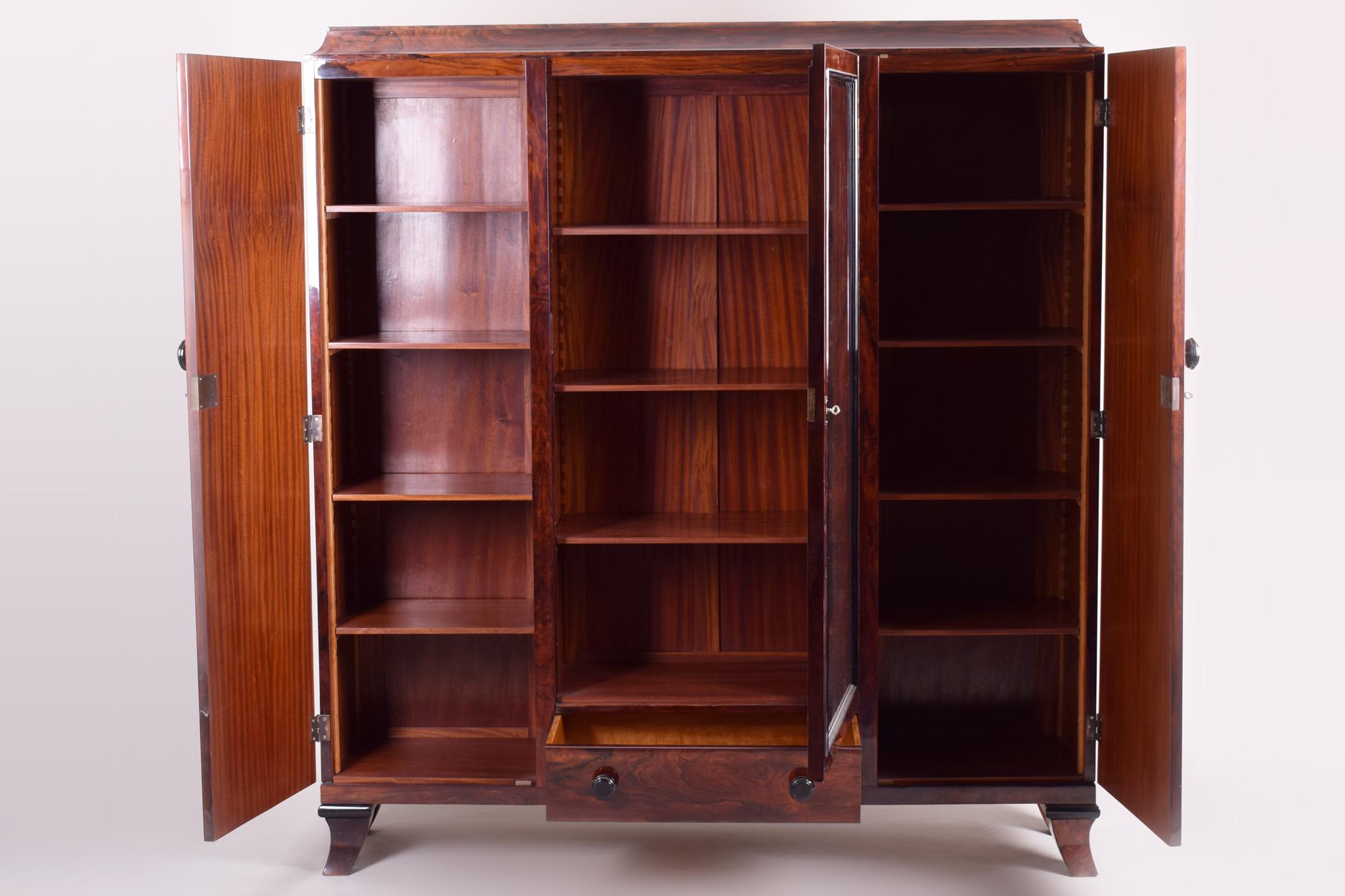 French Cocobolo Cabinet, Restored to High Gloss Made in France by Jules Leleu, Art Deco For Sale