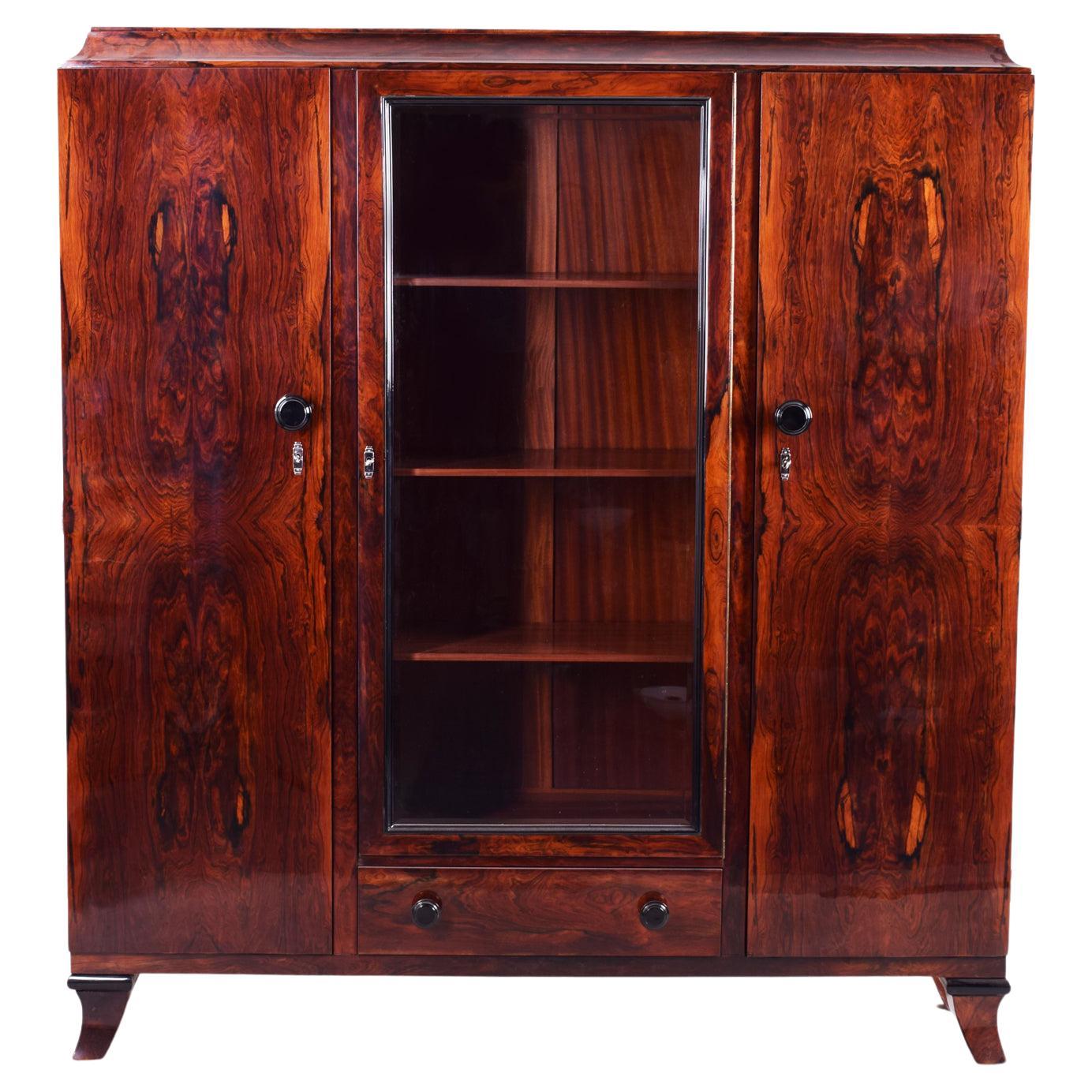 Cocobolo Cabinet, Restored to High Gloss Made in France by Jules Leleu, Art Deco For Sale