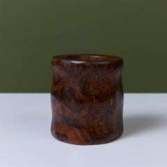 Cocobolo Hand-Carved Vessel, Mid-Century Modern, 4.5" Diameter