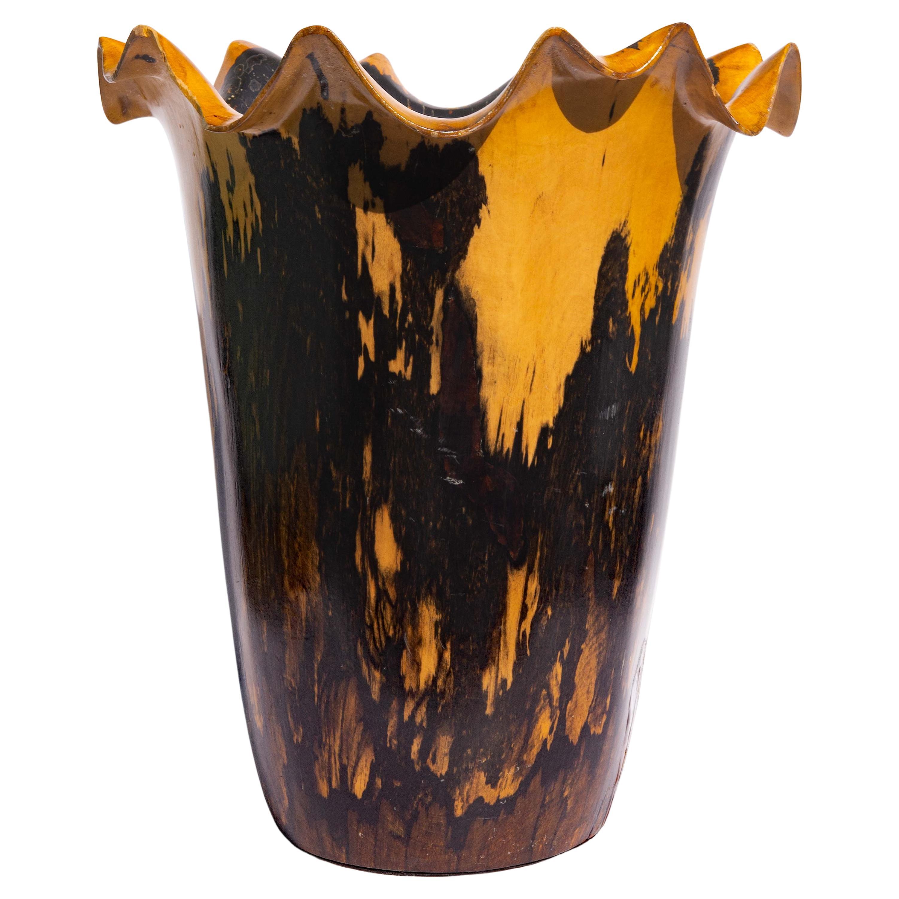 Cocobolo carved vase. Beautifully figured wood.