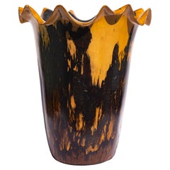 Cocobolo Wood Carved Vase Mid-Century Modern