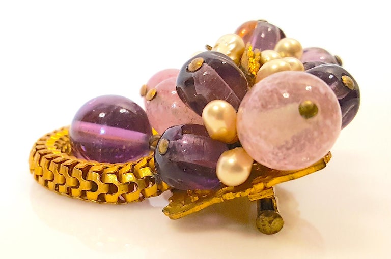 Couture Chanel 1930s Byzantine PurpleHeart RealGems&Pearls Gold