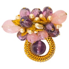 Couture Chanel Verdura 1930s Byzantine GoldCircleRope Gems PurpleHeart Medallion