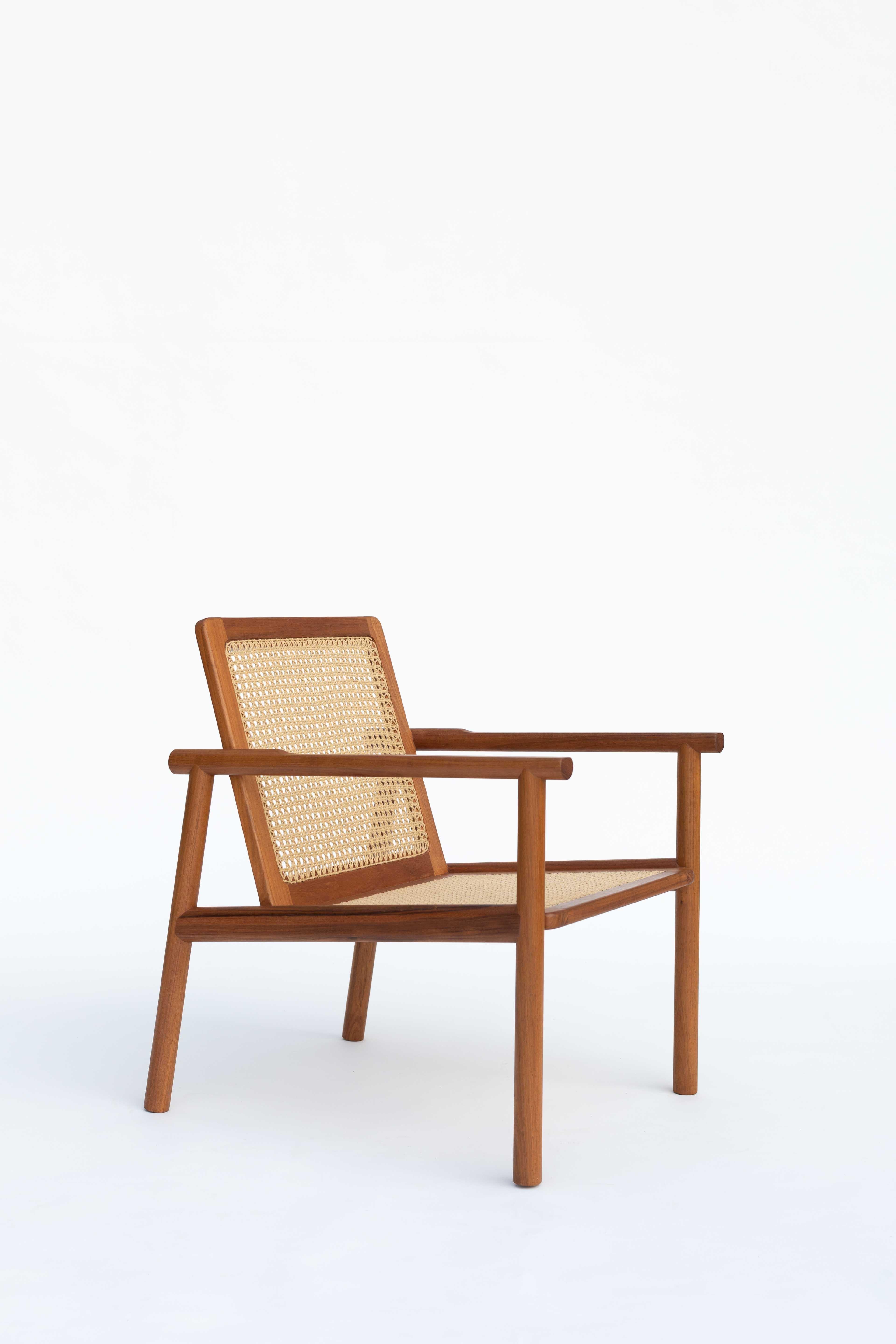 Hand-Woven Contemporary Armchair in Mexican Hardwood, In Stock For Sale 1