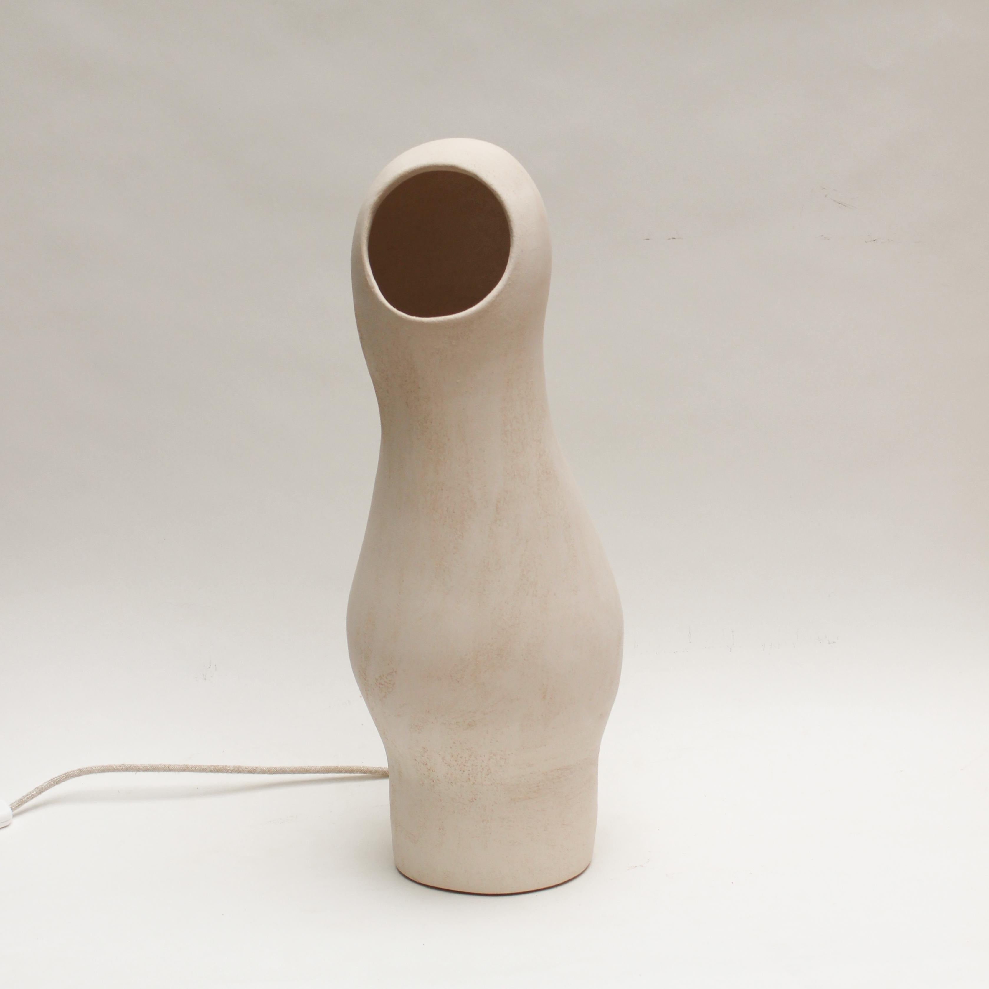 Post-Modern Cocon #4 White Stoneware Lamp by Elisa Uberti For Sale