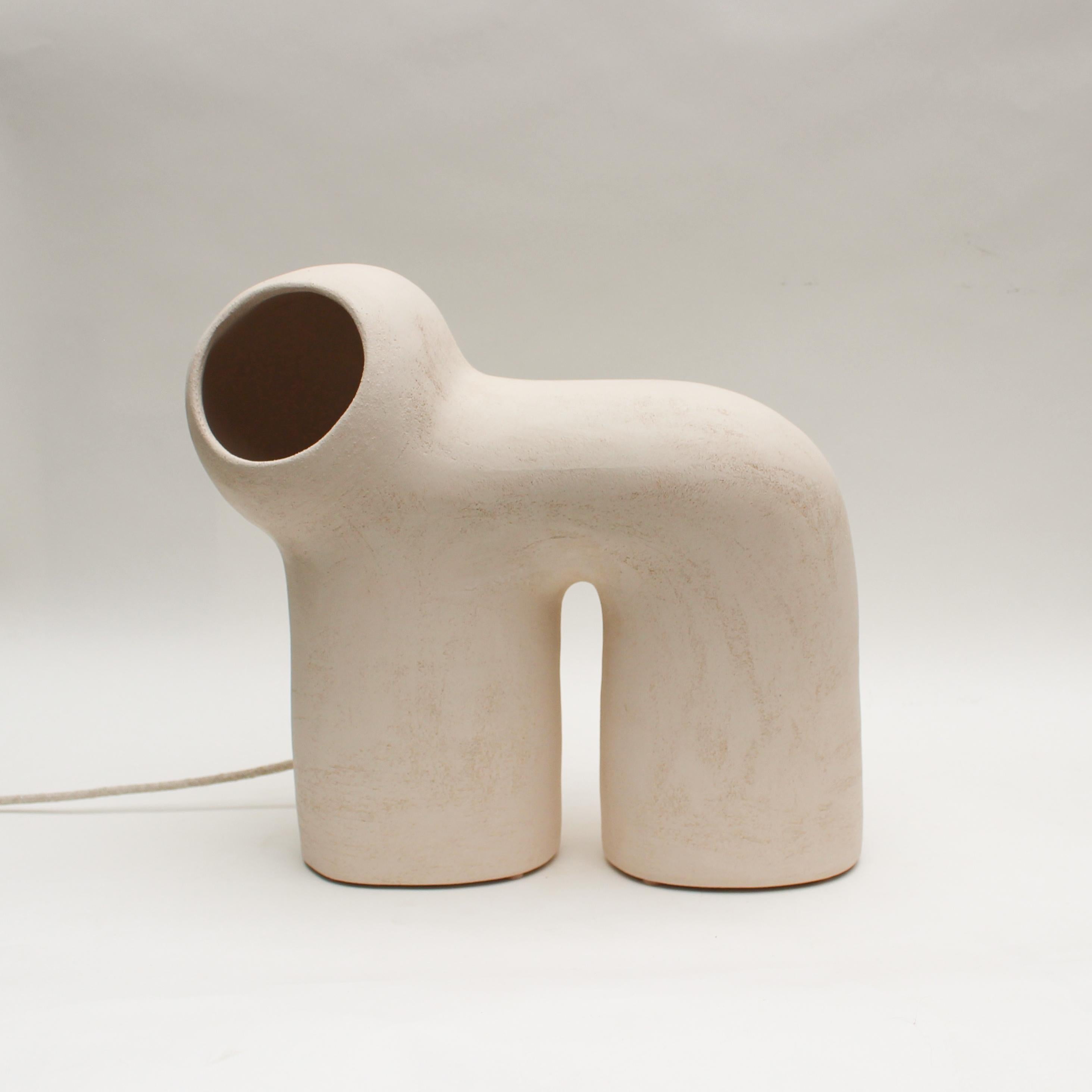 Post-Modern Cocon #5 White Stoneware Lamp by Elisa Uberti
