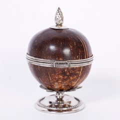 Coconut and Silvered Metal Trinket Box