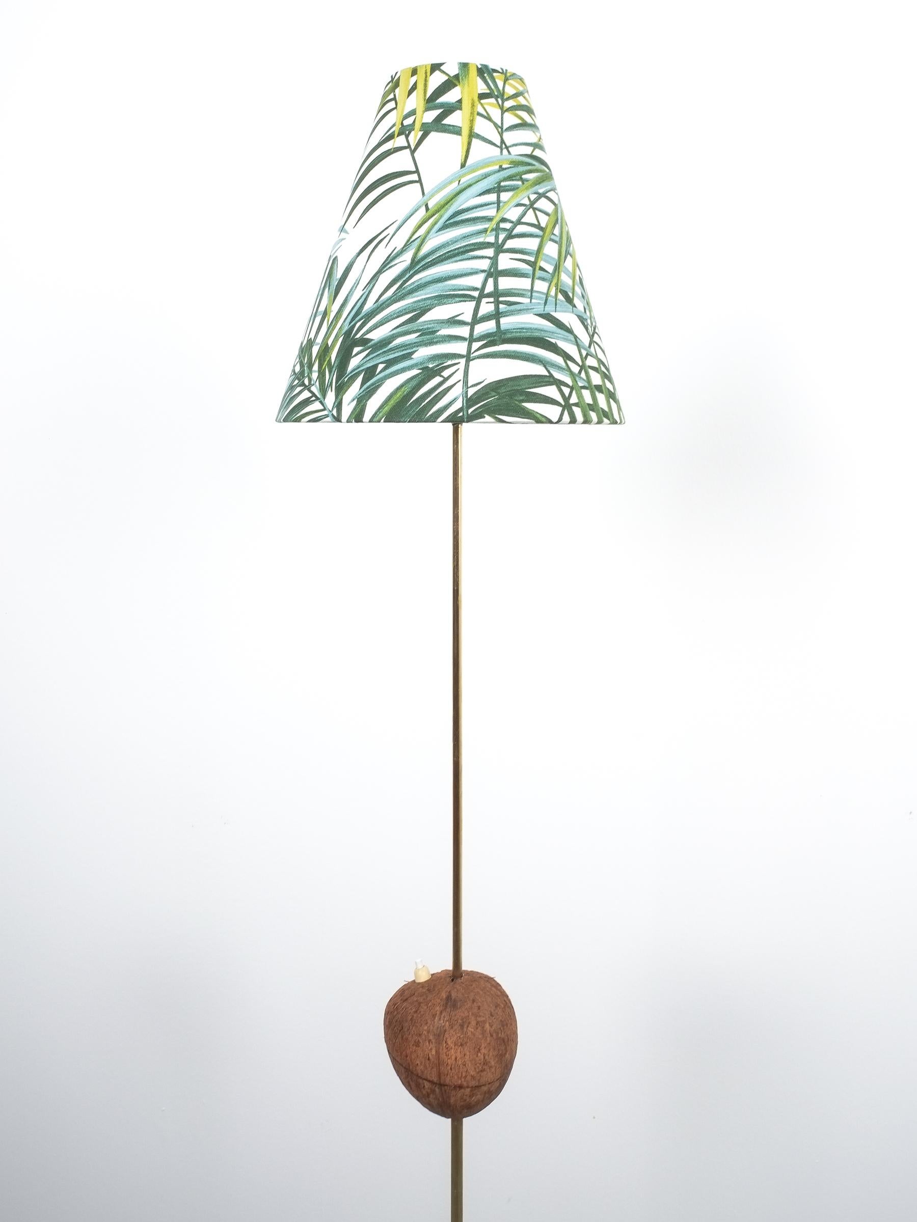 Bamboo Floor Lamp Coconut Brass Attributed Kalmar, Austria, 1950 For Sale 1