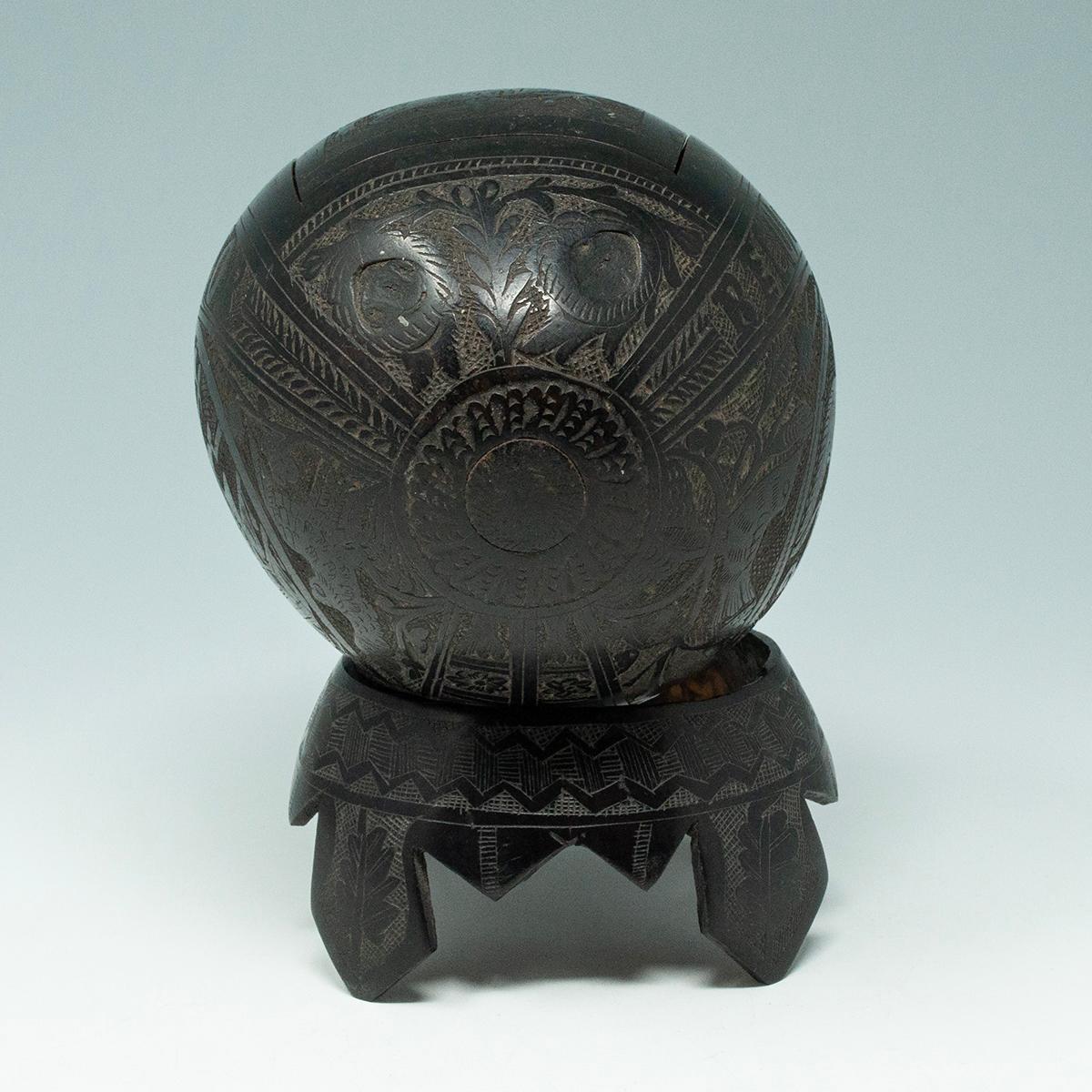 Tribal Coconut Bugbear Box/Tea Caddy by Unknown Sailor For Sale