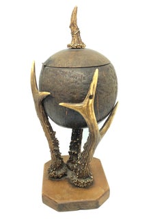 Coconut and Deer Antler Trophy Catchall 1890s, Vienna, Austria