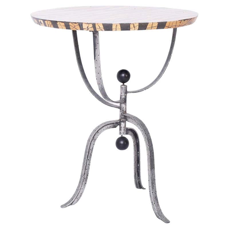 Kreiss Collection Coconut Shell Octagon Top Table with Iron Base For ...