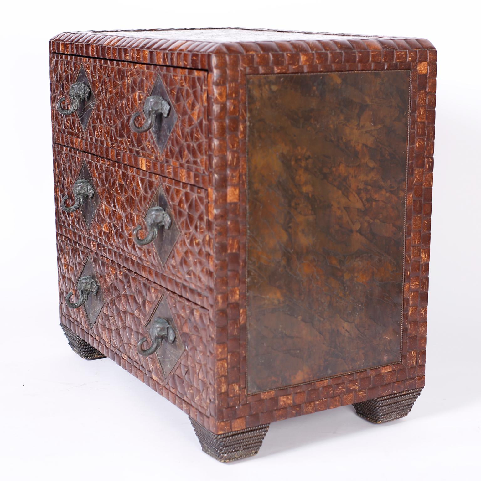 British Colonial Coconut Shell Chest of Drawers