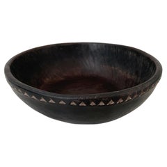 Vintage Coconut Shell Engraved Tribal Bowl from Nias, Mentawai Islands, Indonesia