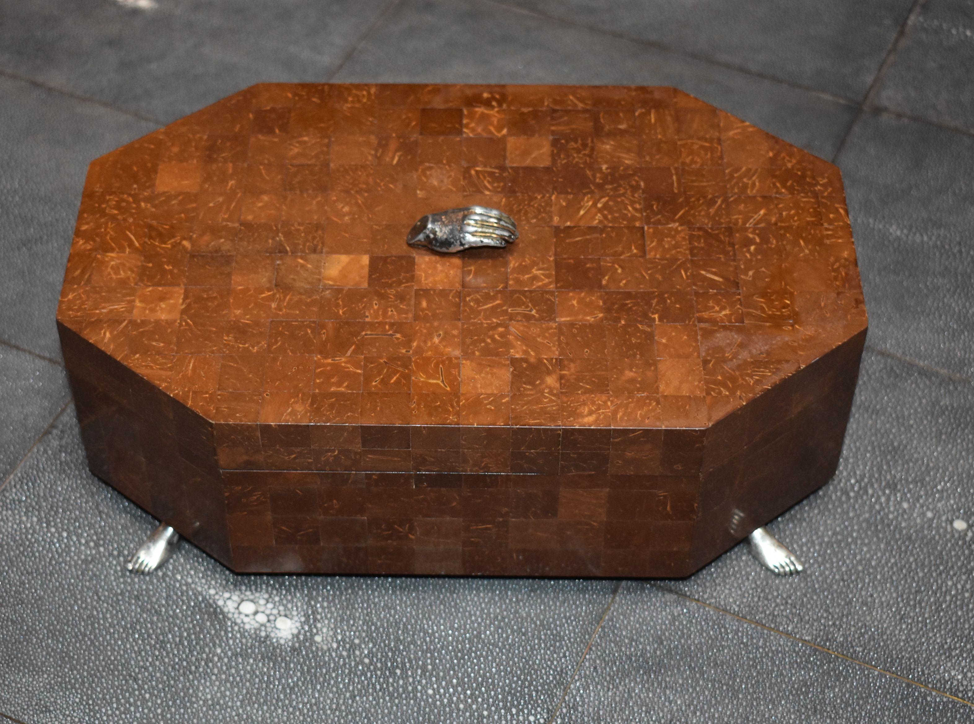 American Coconut Shell Jewelry Box For Sale
