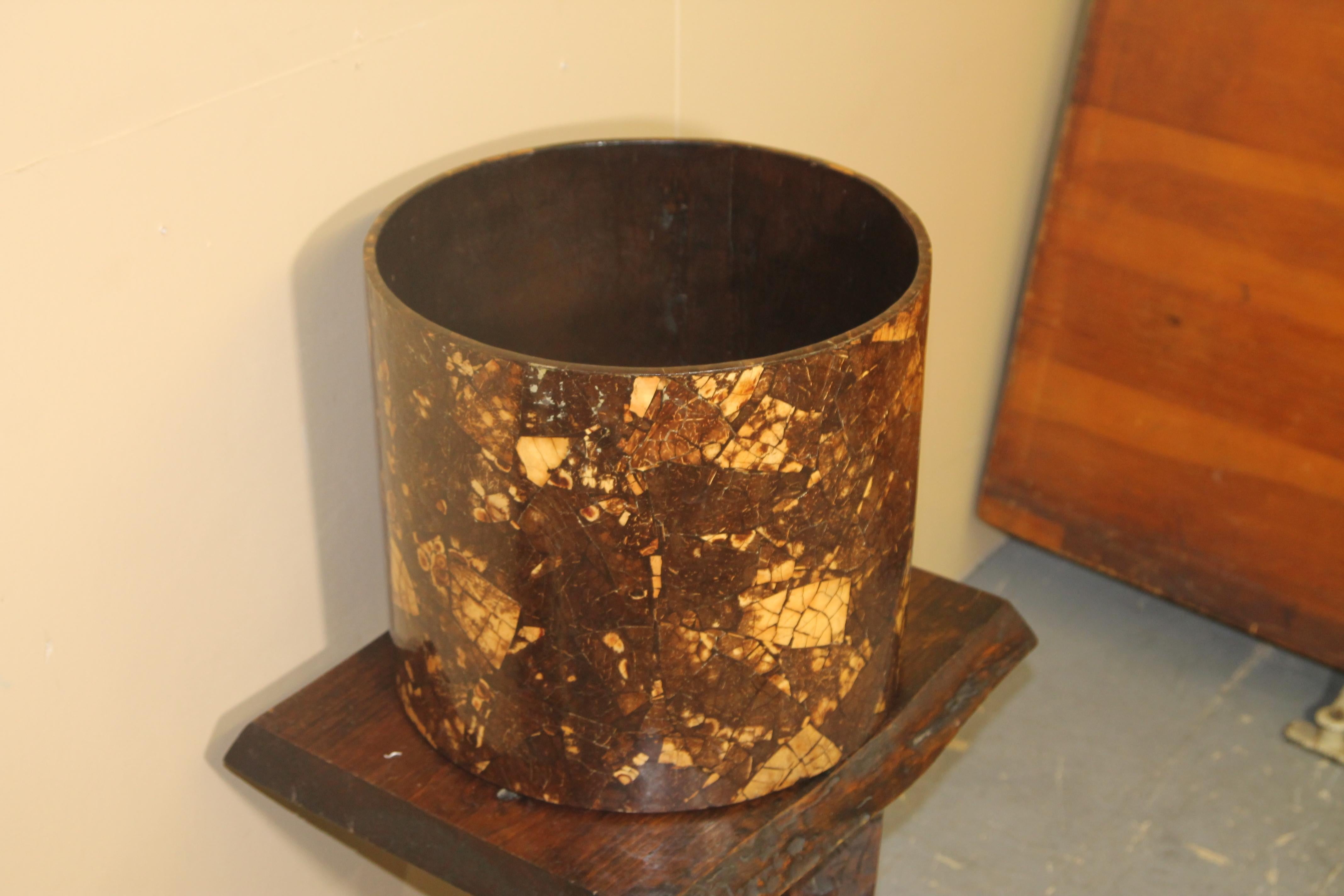 North American Coconut Shell Oversized Can in the Style of Karl Springer