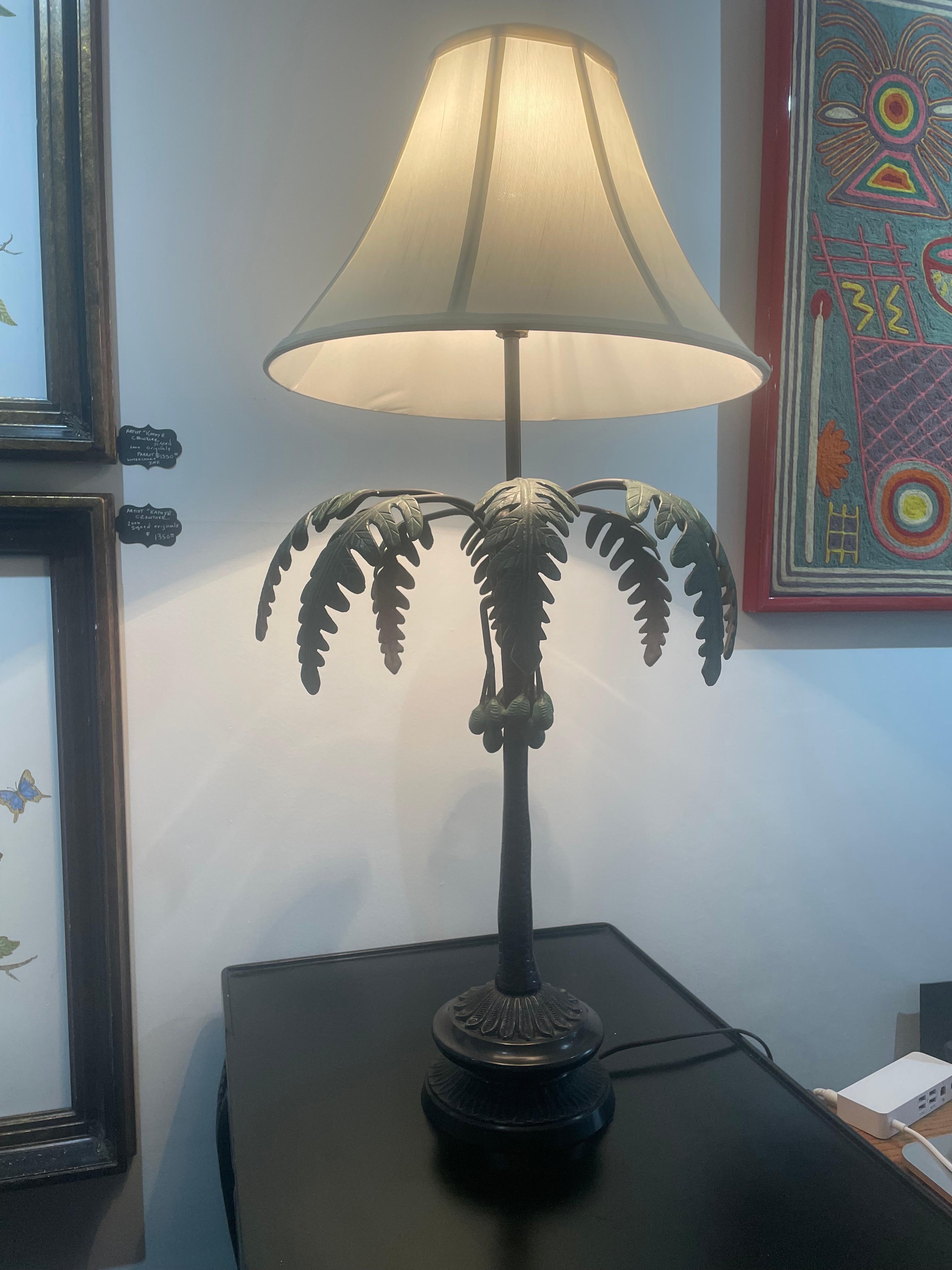 Coconut Tree Bronze and Painted Tall Table Lamps 1