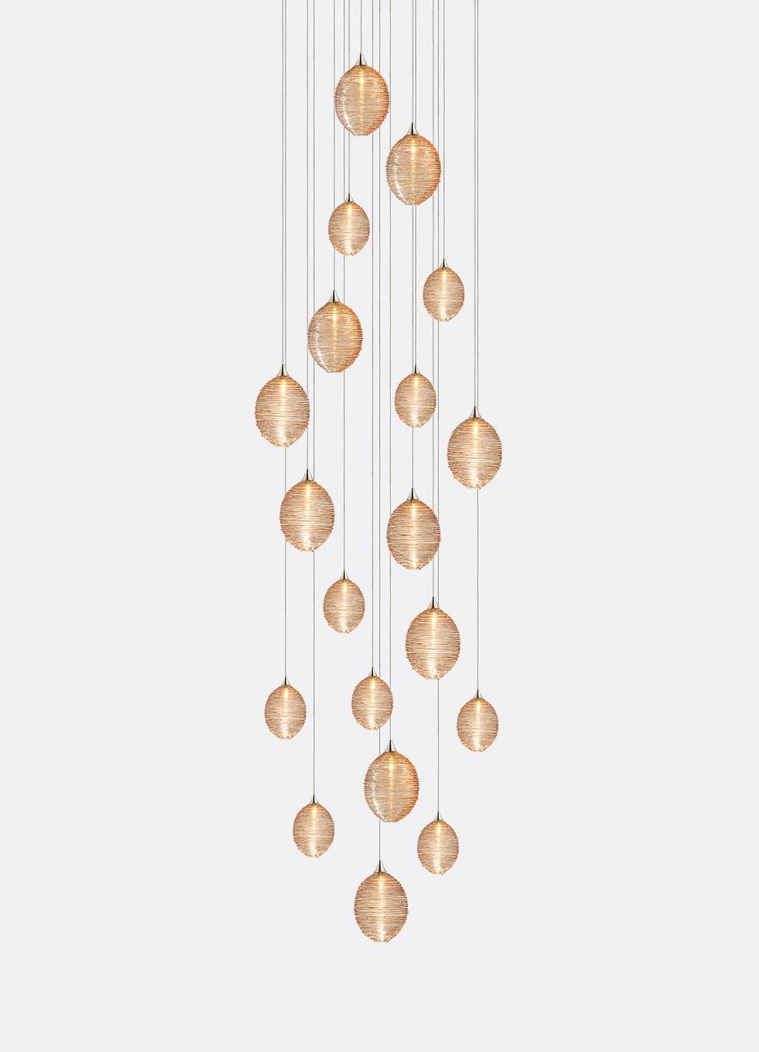 Modern Cocoon 19, Blown Glass Pendant Foyer Chandelier by Shakuff For Sale