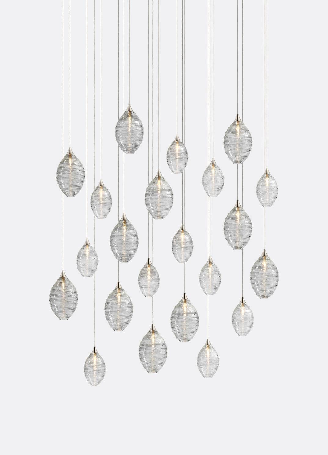 Hand blown glass pendants fixtures. 22 glass pendants on 18