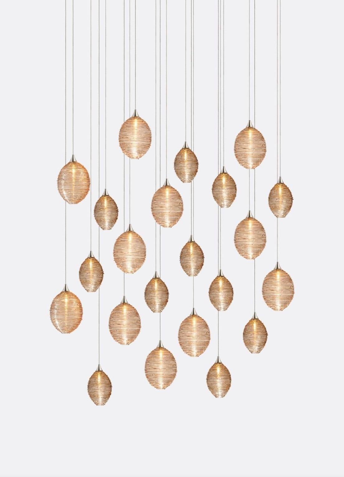 Modern Cocoon 22, Blown Glass Pendant Dining Room Chandelier by Shakuff
