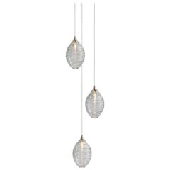 Cocoon 3, 6" Dia x 9" H Blown Glass Pendant Bedside Chandelier by Shakuff