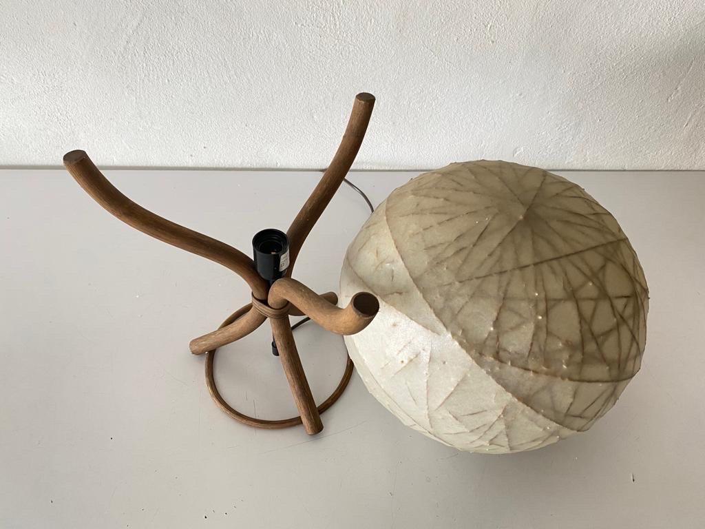 Cocoon- und Bambus-Tischlampe von Linus Bopp Limbach, 1970er Jahre, Deutschland (Ende des 20. Jahrhunderts) im Angebot