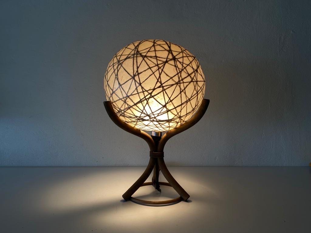 Resin Cocoon and Bamboo Table Lamp by Linus Bopp Limbach , 1970s, Germany For Sale